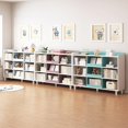 thumbnail image 6 of Wooden Cube Bookcase with Legs - 3-Tier Open Shelf Kidsroom Sorted Storage Cabinet Organizer for Books and Toys, 9-Cube Lattice Cute Cubby Bookshelf in Pearl White, 39" W, 6 of 7