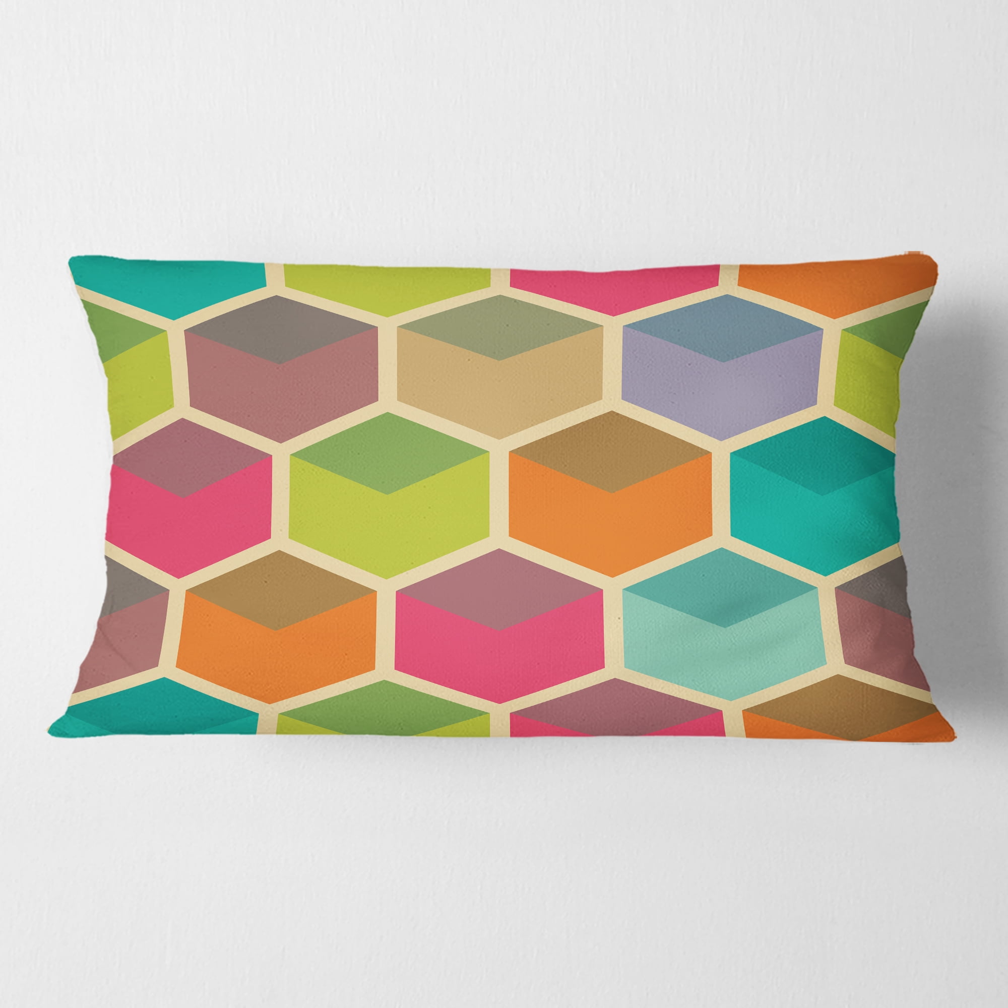 Designart Retro Hexagon Pattern I' Mid-Century Modern Throw Pillow - 12x20