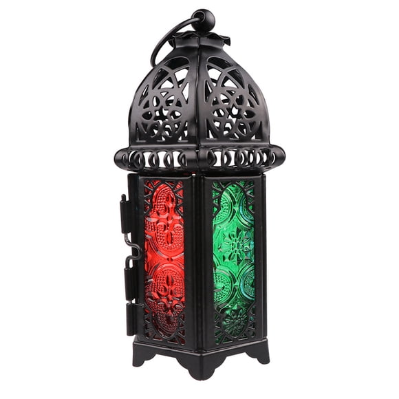 Naiovety 2021 nuevo candelabro europeo, portavelas colgante Vintage, farol de de cristal marroquí, decoración del hogar para bodas Iluminación y accesorios vidrio negro y colorido