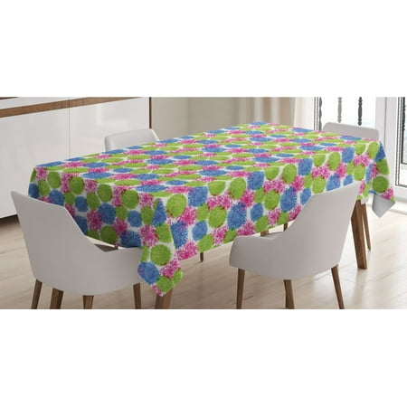 

Dahlia Tablecloth Colorful Dandelion Petals Inspired Pompom Shaped Spring Dahlias Rectangle Satin Table Cover Accent for Dining Room and Kitchen 52 X 70 Lime Green Azure Blue by Ambesonne