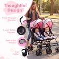 thumbnail image 5 of Costway Foldable Twin Baby Double Stroller Ultralight Umbrella Stroller Pushchair Pink, 5 of 10