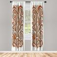 thumbnail image 3 of Ambesonne Paisley Curtains 2 Panel Set, Swirling Leafy Boho Bloom, Pair of - 28" x 84", Dark Orange Tan Taupe, 3 of 4