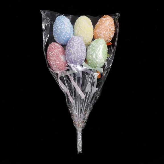 Party Supplies,6PCS Multicolored Glittering Foam Easter Egg Decoration Party Hanging Ornament Easter Wreath Decor