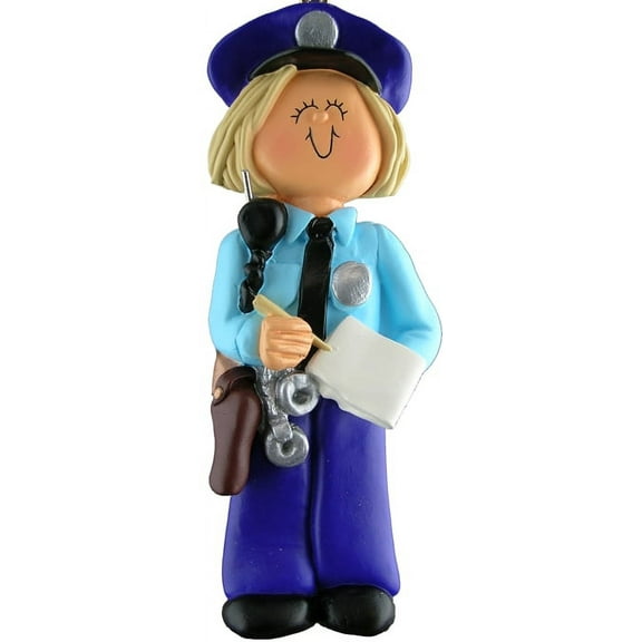 Police Female Blonde Personalized  Christmas Ornament DO-IT-YOURSELF