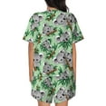 thumbnail image 4 of Womens Pajama Sets With Pocket, Green Gray Koala Print Lounge Sets Short Sleeve Sleepwear PJ Sets for Women, 4 of 6