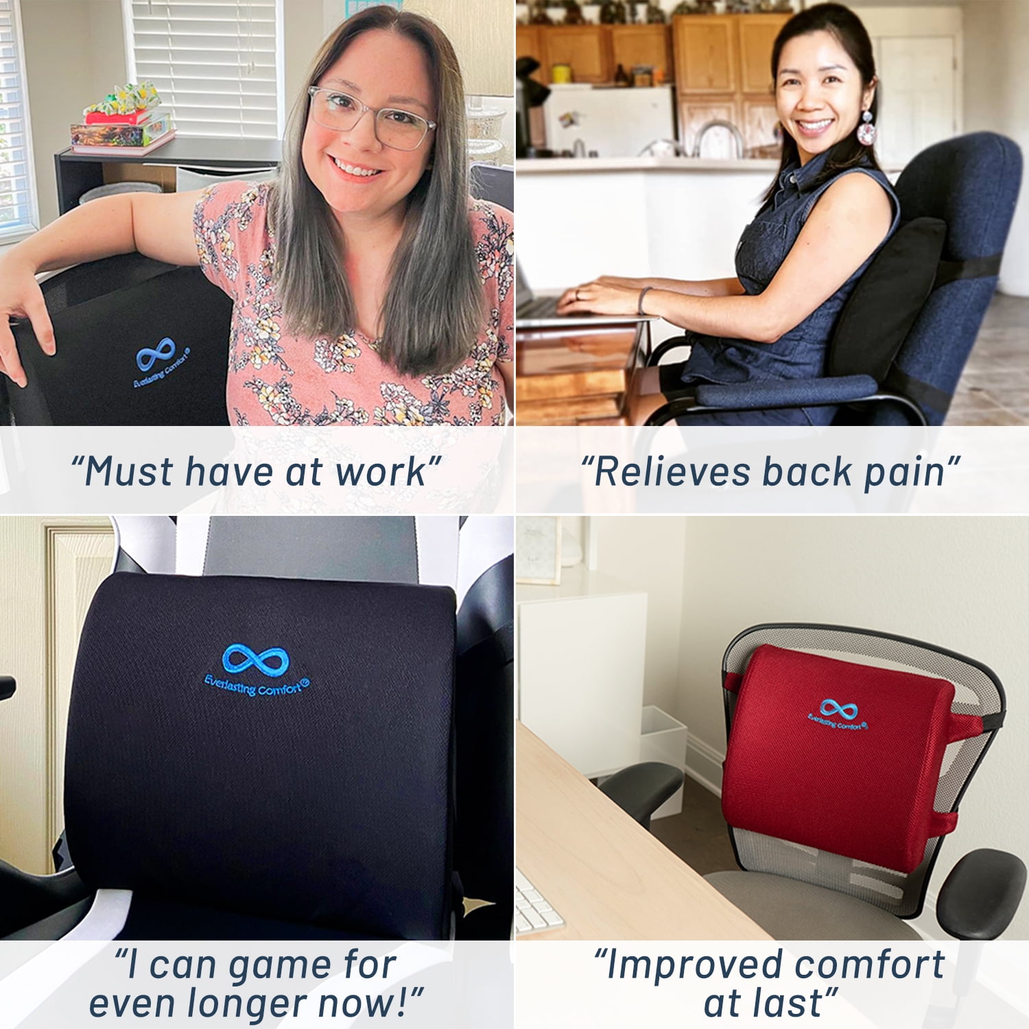 Everlasting Comfort Lumbar Support Pillow for Office Chair Back - Impr