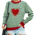 thumbnail image 6 of ICHUANYI Womens Striped Heart Print Oversized Sweatshirt Color Block Crew Neck Long Sleeve Casual Loose Pullover Top Sweatshirts, 6 of 6
