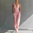 thumbnail image 2 of Women's Halter Wide Leg Jumpsuit Elegant Backless Dressy Romper with Pockets, 2 of 5