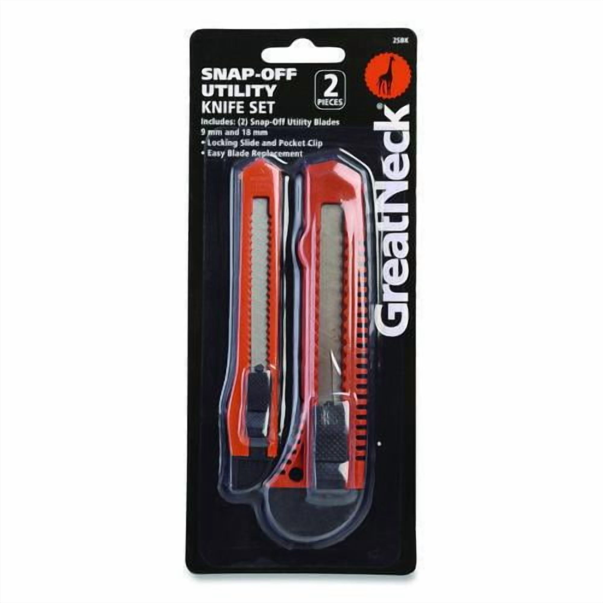 Snap-Off Utility Knife Set, 9 mm Knife, 18 mm Knife, Orange/Black | Bundle of 10