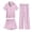 Pink, variant on OGLCCG Girls 3 Piece Pajama Sets Button Down Short Sleeve Top Shorts & Long Pants Striped Sleepwear Lounge Sets Nighty For Teens 5-14 Years