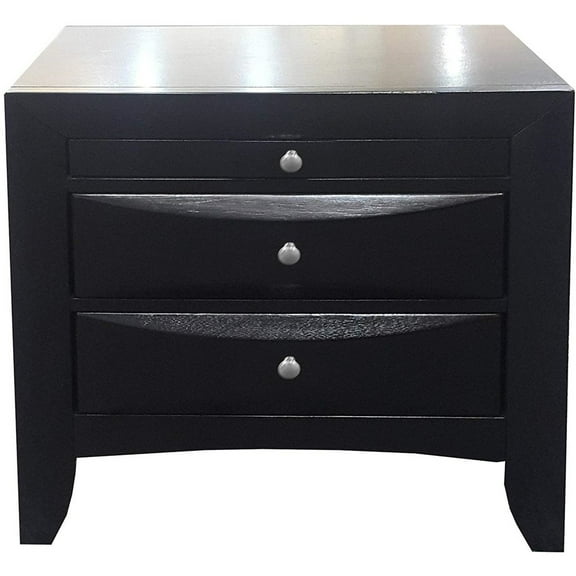 HomeRoots Furniture Nightstand, - Rubber Wood, Tropical Woo Black