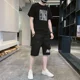 thumbnail image 3 of Conjunto de dos piezas para hombre, para correr, con letras, para trotar, color blanco, camisetas Kpop, pantalones cortos, trajes para hombre, ropa de verano, moda 2024, 3 of 5