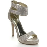 Bonnibel Bling-1 Womens Glitter Stiletto Ankle Cuff Back Zip Dress Sandals