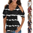 thumbnail image 1 of Fiudx Ofertas y Liquidaciones Blusa Superior Sin Tirantes con Estampado de Manga Corta y Cuello Redondo, Cómoda E Informal, a La Moda para Mujer, 1 of 5