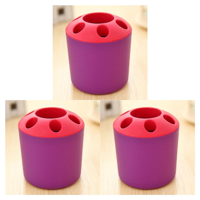 Billuyoard Soporte poroso para cepillo de , soporte para de , tubo para cepillo de para parejas, bloque de bolígrafo de escritorio, soporte para Violeta 3Conjunto