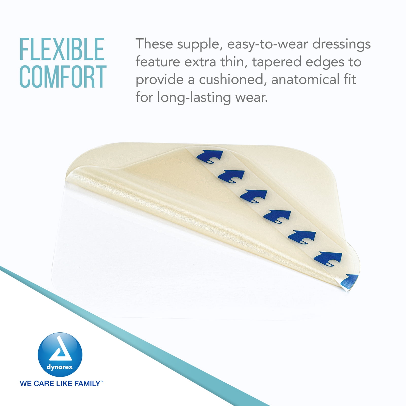 Dynarex DynaDerm Hydrocolloid Dressings, Sterile Moist Bandages Used for All Kinds of Wounds, 6" x 6", X-Thin & Latex-Free, Peel-Down Patches - 1 Case, 12 Boxes of 5 Dressings
