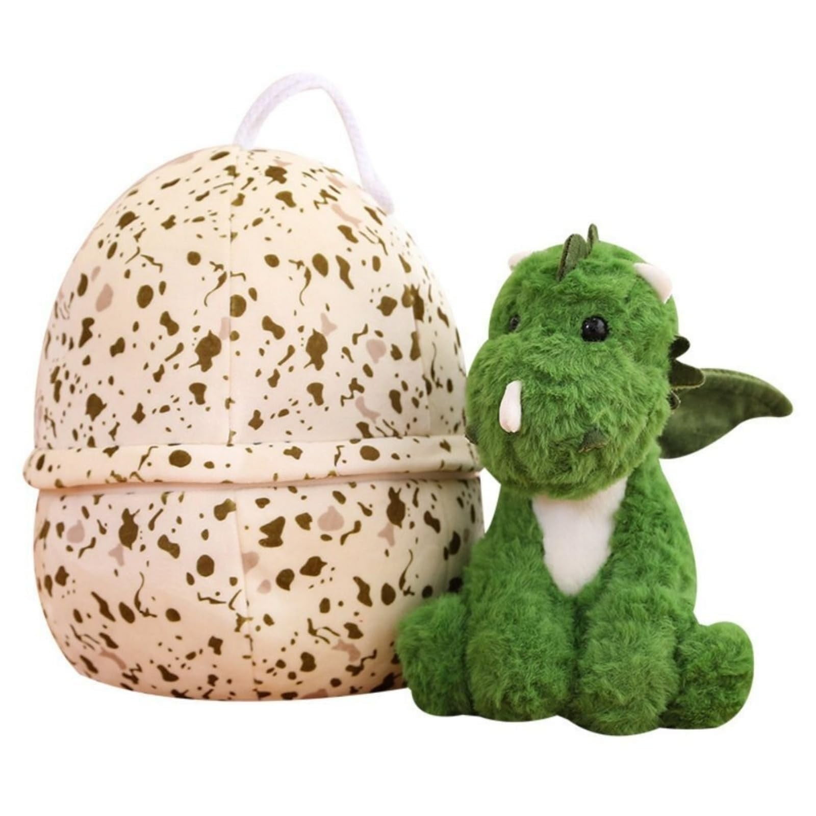 Large Hatching Dinosaur Egg Plush Toy Set, 2-in-1 Baby Pterosaur Stuffed Animal, Soft Green Dino Kids Gifts, Easter Basket Stuffers, Birthday Presents for Boys, Cute Cartoon Room Decor