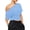 Blue, variant on Wrongduck Women's Off Shoulder Crop Top Ruched Short Sleeve Asymmetrical T Shirt Casual Going Out Slim Fit Blouse