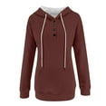 thumbnail image 5 of AGWOLF Womens Fall Hoodies Casual Button Down Hooded Sweatshirts Trendy Solid Color Long Sleeve Pullover with Pocket, 5 of 6