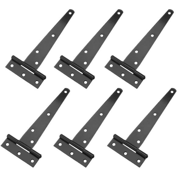 6 Pack Garden Shed T-hinge 5 Inch Heavy Duty Forged Steel Won't Rust Black