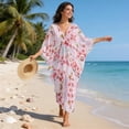 thumbnail image 5 of Xixirimido Pink Vibrant Cherry Blossom Print Womens Kaftan Dresses Long Caftans Plus Size Batwing Sleeve Swimsuit Coverup V Neck Summer Beach Dress, 5 of 7