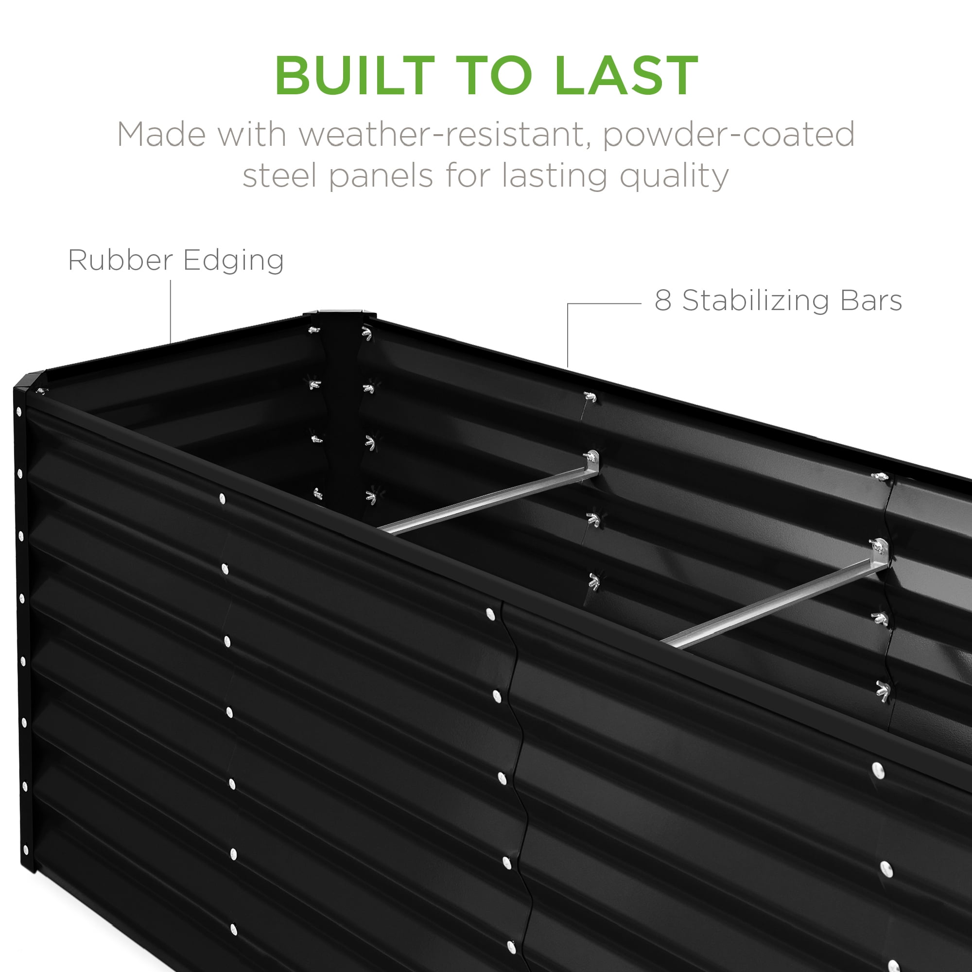 Best Choice Products 8x2x2ft Raised Metal Outdoor Garden Bed for Flowers Vegetables Herbs- Black