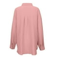 thumbnail image 5 of Women's Casual Oversized Solid Color Button Down Shirt Long Sleeve Lightweight Blouse Relaxed Fit Top with Pocket, 5 of 7