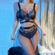thumbnail image 2 of Gibobby Lencería mujer erótica Conjunto de lencería sexy para mujer con liguero, brasier de encaje y bragas conjunto de tirantes exóticos(Negro, XG), 2 of 5