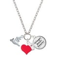 thumbnail image 1 of Delight Jewelry Silvertone 3-D Flying Bat with Crystals - Red Heart Nurse Strong Zoe Necklace, 1 of 4