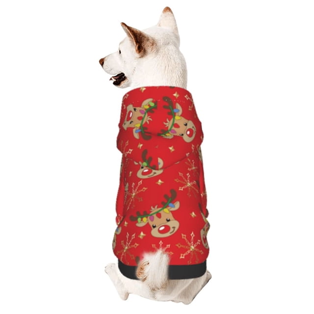 Balery Christmas With Cute Deer Sudadera con Capucha para Perros Pequeños – Ropa para Mascotas, Disfraz para Perros y Gatos, Ideal para Fiestas y Cosplay-X-Small