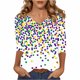 thumbnail image 3 of TaTaai Women's Fashion Christmas Printed Loose Casual V Neck With Three Quarter Sleeves And 3/4 Sleeves T-shirt Pullover Top Gift, 3 of 5