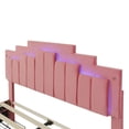 thumbnail image 6 of Upholstered Platform Bed with LED Lights and 4 Drawers, Queen Size Platform Bed Frame with Tufted Headboard and Irregular Metal Legs, Queen Bed for Boys Girls Adults, No Box Spring Needed, Pink, 6 of 7