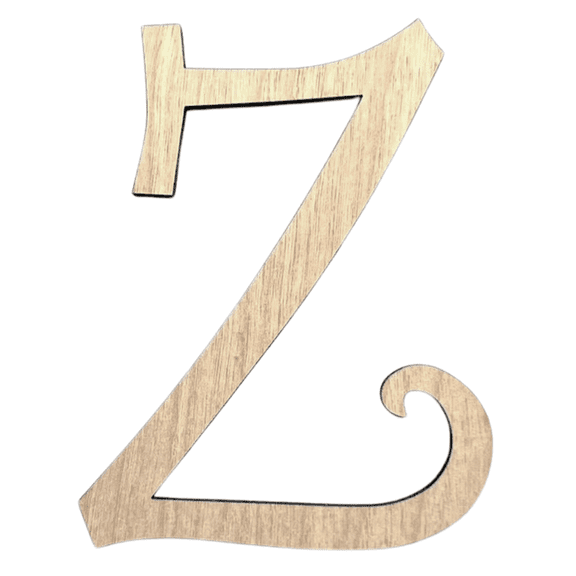 Krafty Supply - 12" Tall Birch Letter Z | 1/4" Birch Plywood |Curlz|Wooden Letter|Craft Alphabet Initials