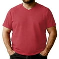 thumbnail image 1 of T-Shirt Grande Taille pour Hommes, Manches Courtes, Col Rond, Coupe Ample, Décontracté, Été, Athlétique, Rouge, P, 1 of 7