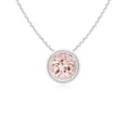 thumbnail image 1 of Angara Collier en Morganite Naturel - Pendentif Solitaire Rond en Morganite avec Lunette en Platine pour Femmes, 1 of 8