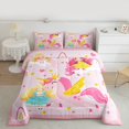 thumbnail image 2 of Homewish Kawaii Pink Unicorn Bedding Comforter Set for Kids, Fairy Tale Princess Twin Comforter Sets, Cute Stars Love Heart Reversible Bedding Set, Microfiber Bedroom Decor, 2-Piece, 2 of 8