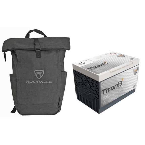 XS Power RSV-23 Bundle: 12V Group 34 Lithium LTO Car Battery, 69Ah Pb Eq, 750CCA Pb Eq, Rockville RPAK Backpack, 2-items
