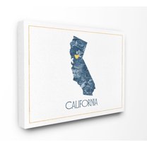 The Stupell Home Decor California Minimal Blue Marbled Paper Silhouette Canvas Wall Art