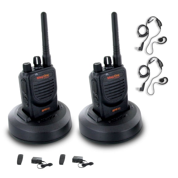 Motorola BPR40 Mag One Series 4W UHF 8-Channel Two-Way Radio (BPR40-U8)   Motorola HKLN4604 PTT Earpiece (2 Pack)