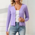 thumbnail image 2 of Cardigan Sweaters for Women Open Front Cardigan Lightweight Sweater Button Down Long Sleeve Casual Solid Color Knit Tops Purple, 2 of 5