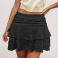 thumbnail image 2 of HZLPFO Skirts for Women Mini Cute High Waist Ruffle Mini Skirt Layered Ruffle Hem Flared Flowy Casual Swing Beach Mini Short Skirt Black,M, 2 of 4