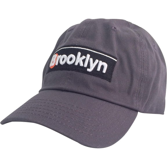Tee Luv Brooklyn Baseball Cap - Licensed MTA Subway Sign Graphic Hat (Dark Grey)