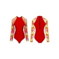 thumbnail image 7 of Liacowi Women One Piece Swimsuit Floral Print Long Sleeves Back Zipper High Cut Plus Size Swimwear, 7 of 7