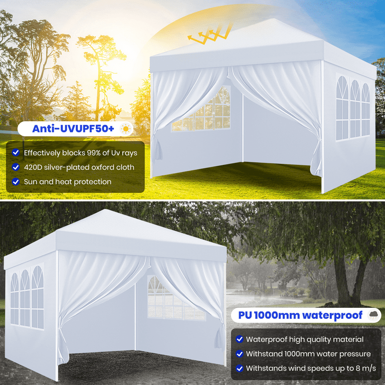 qunature テント off white GVDV 10'x10' Waterproof Pop Up Canopy Tent with Removable