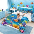 thumbnail image 4 of Manfei Cartoon Dolphin Bedding Comforter Set for Kids Boys and Girls, Tropical Fish Coral King Bedding Sets, Stars Reversible 7-Piece, 4 of 6