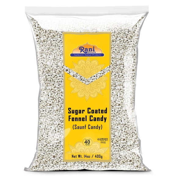 Rani Sugar Coated Fennel Candy 14oz (400g) No Color ~ Indian After Meal Digestive Treat | Vegan | Gluten Friendly | NON-GMO | Kosher | Indian Origin