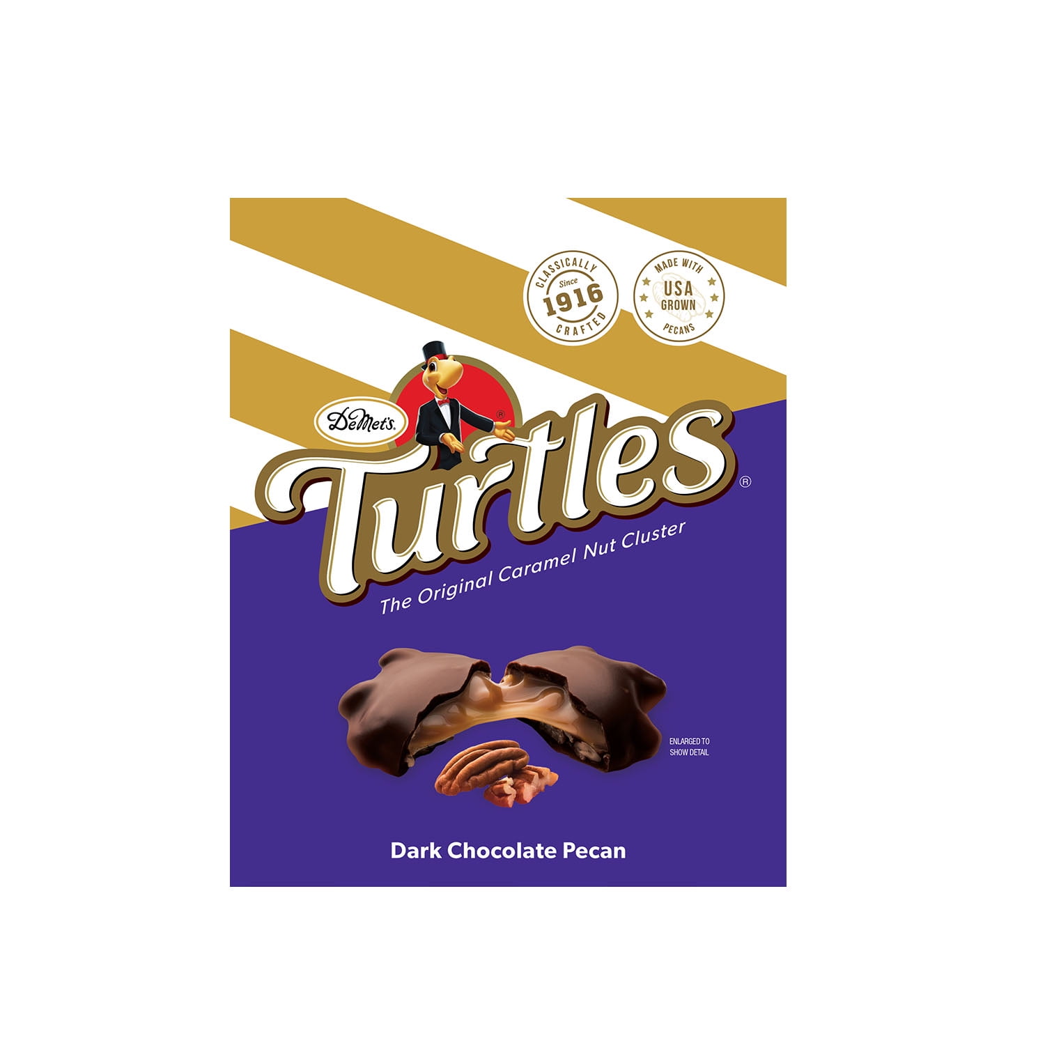 Demet's Turtles Dark Chocolate Caramel Pecan Clusters, 3 Piece Bar, 1.76oz