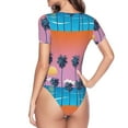 thumbnail image 4 of Easygdp Beach With Palm Trees Women'S Waist-Cinching Short-Sleeved Onesie, Olastic Onesiet,Snaps At Bottom,Easy To Put On And Take Off - Medium, 4 of 9