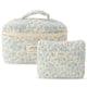 thumbnail image 1 of Bolsa de maquillaje Floral para mujer bolsa de maquillaje acolchada suave bolsa de aseo Floral de algodón 2 uds., 1 of 9
