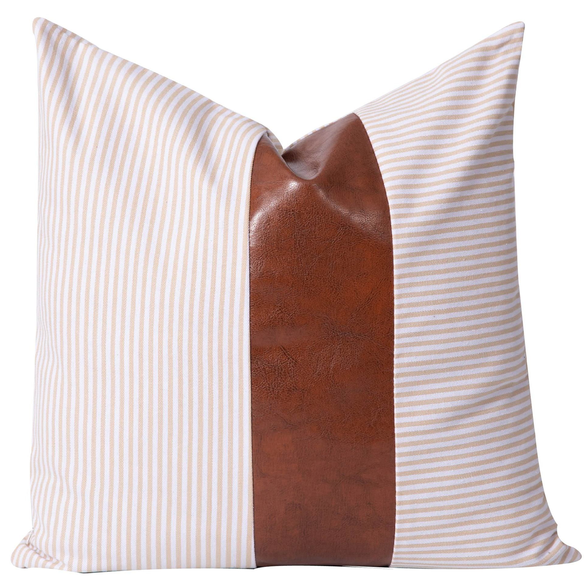 Farmhouse Decorative Throw Pillow Covers, Set of Stripe Pillow